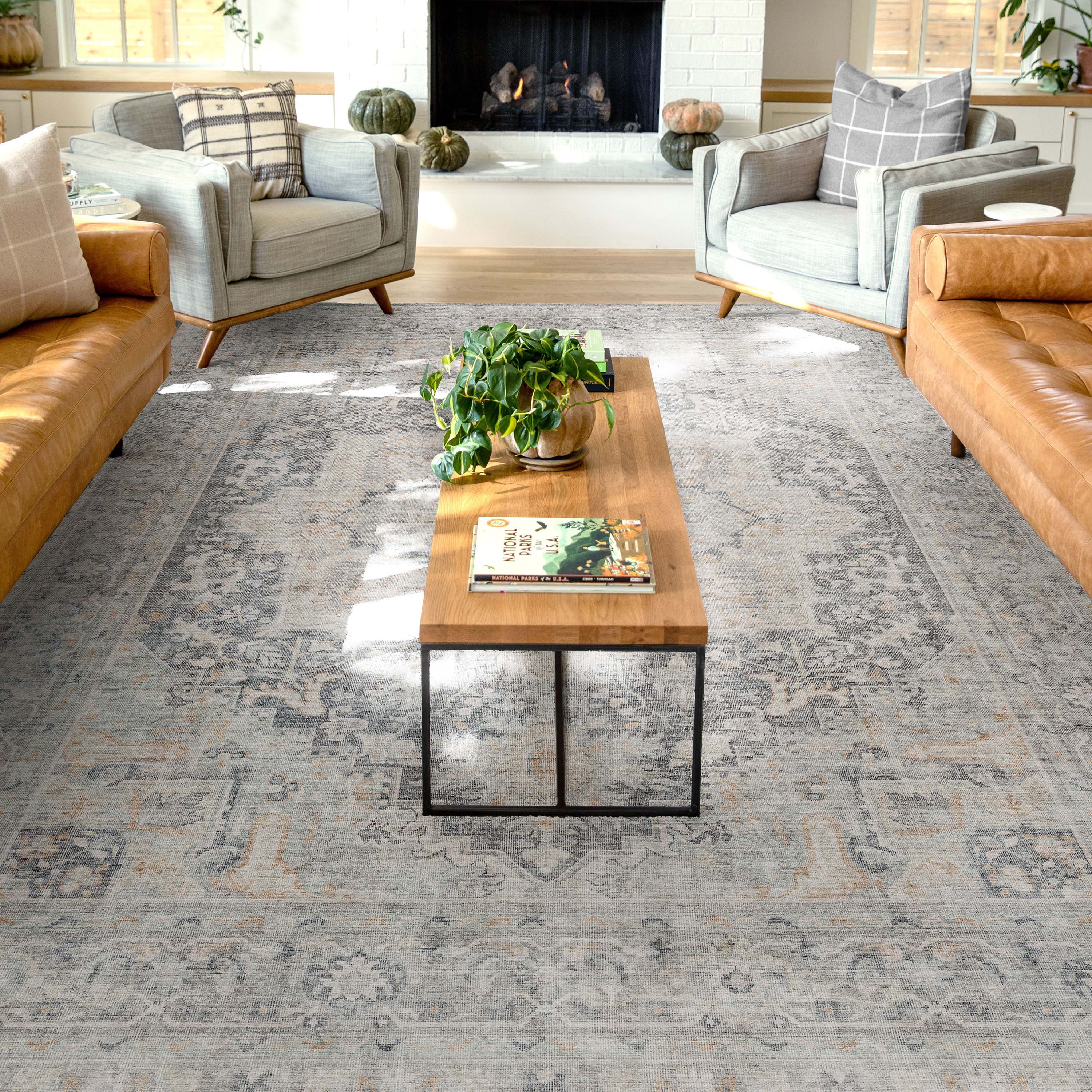 Well Woven Apollo Tirana Vintage Medallion Light Grey Flat-Weave Easy to Clean 7'7" x 9'10" Area Rug