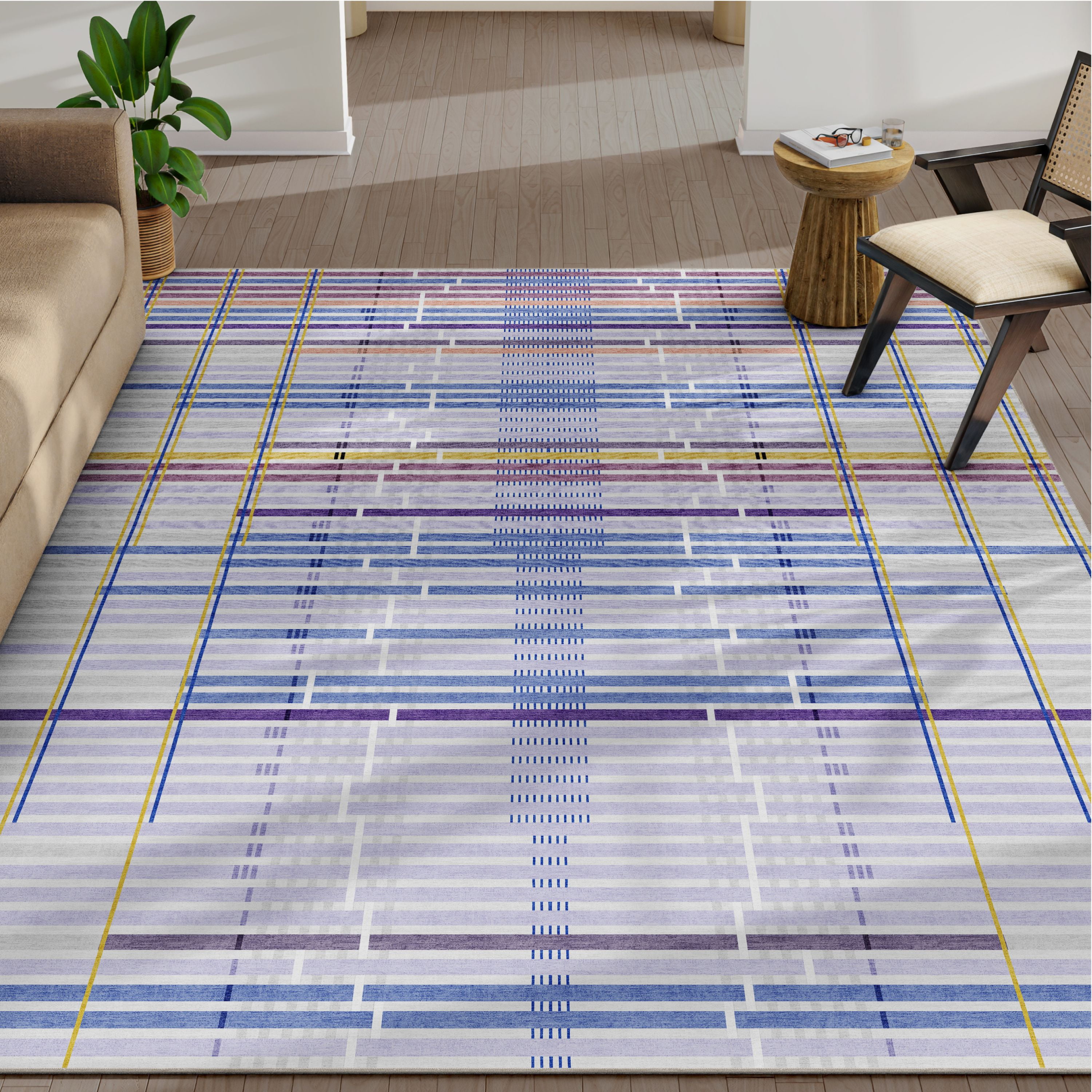 Well Woven Apollo Unraveling Stories By Giorgia Lupi Contemporary Lavender Flat-Weave Easy to Clean 9'3" x 12'6" Area Rug