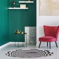 thumbnail image 1 of Well Woven Apollo Vortex Modern Checkered Black Ivory Printed Distressed Machine Washable 3'3" Round Rug, 1 of 4