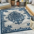 thumbnail image 1 of Well Woven Arid Blue Oriental Medallion Indoor/Outdoor High-Low Pile Runner 2'7" x 9'10", 1 of 8
