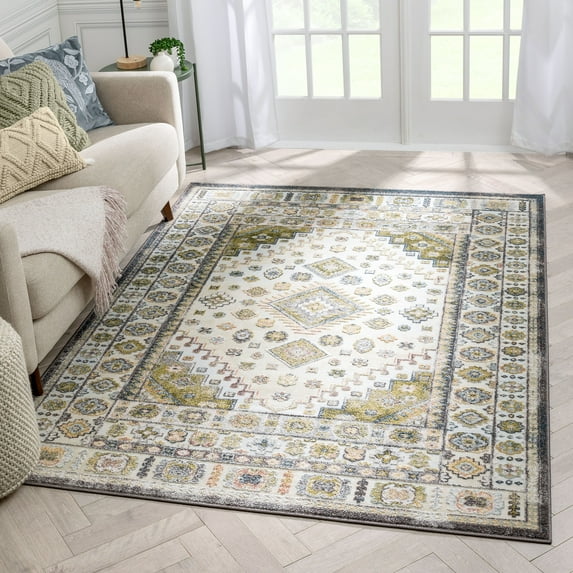 Well Woven Aryn Green Tribal Medallion Pattern Area Rug
