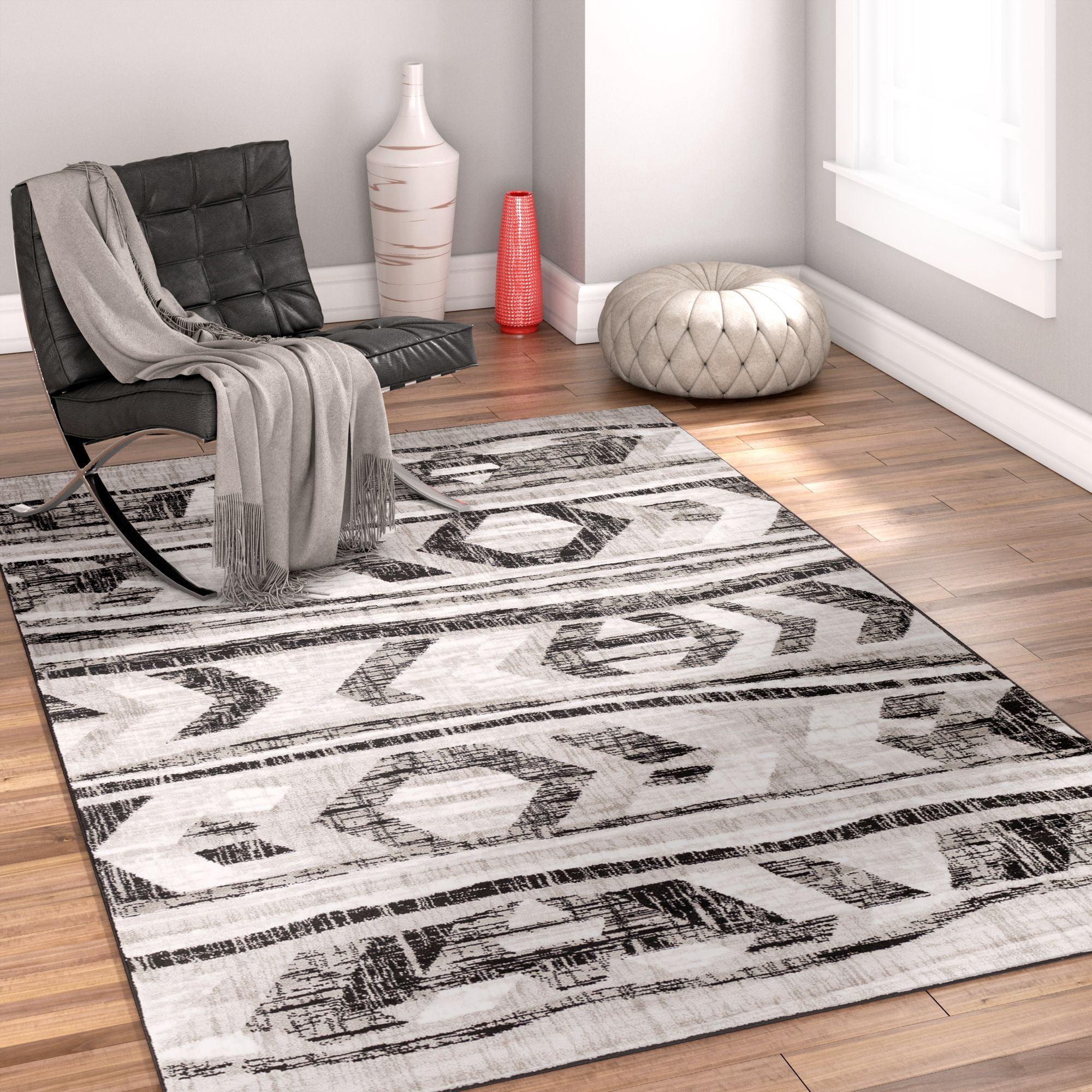 Well Woven Ash Isla Modern Black Area Rug
