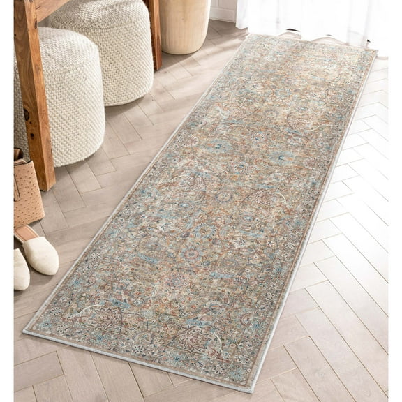 Well Woven Asha Emilia Vintage Oriental Blue 2'3" x 7'3" Runner Rug