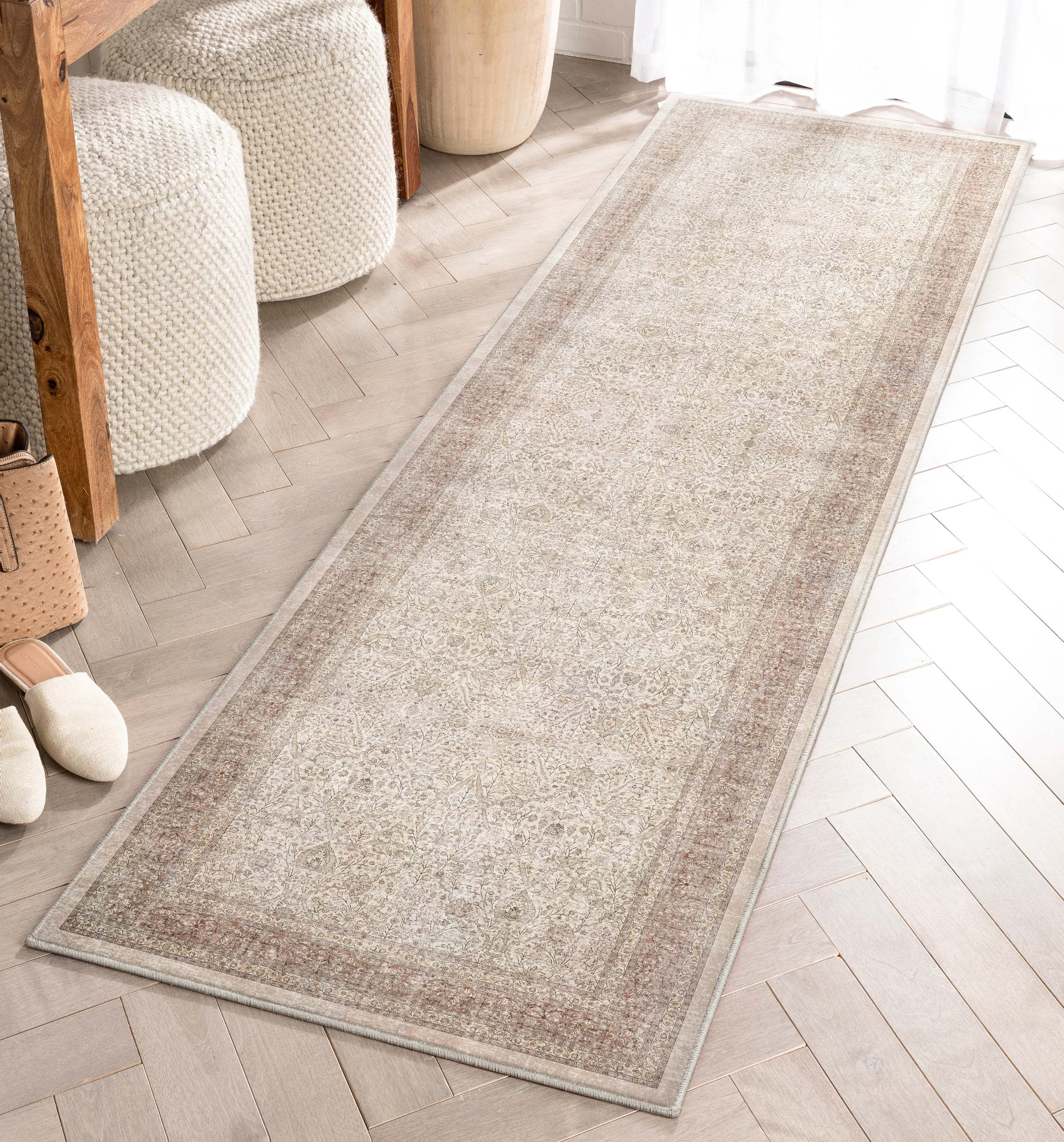 Beige Chenille Flat-Weave Reversible Area Rug 3'11" x 5'3"