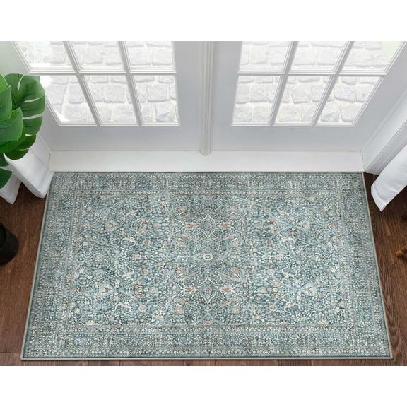 Well Woven Asha Isolde Vintage Oriental Blue 3'11" x 5'3" Flat-Weave Area Rug