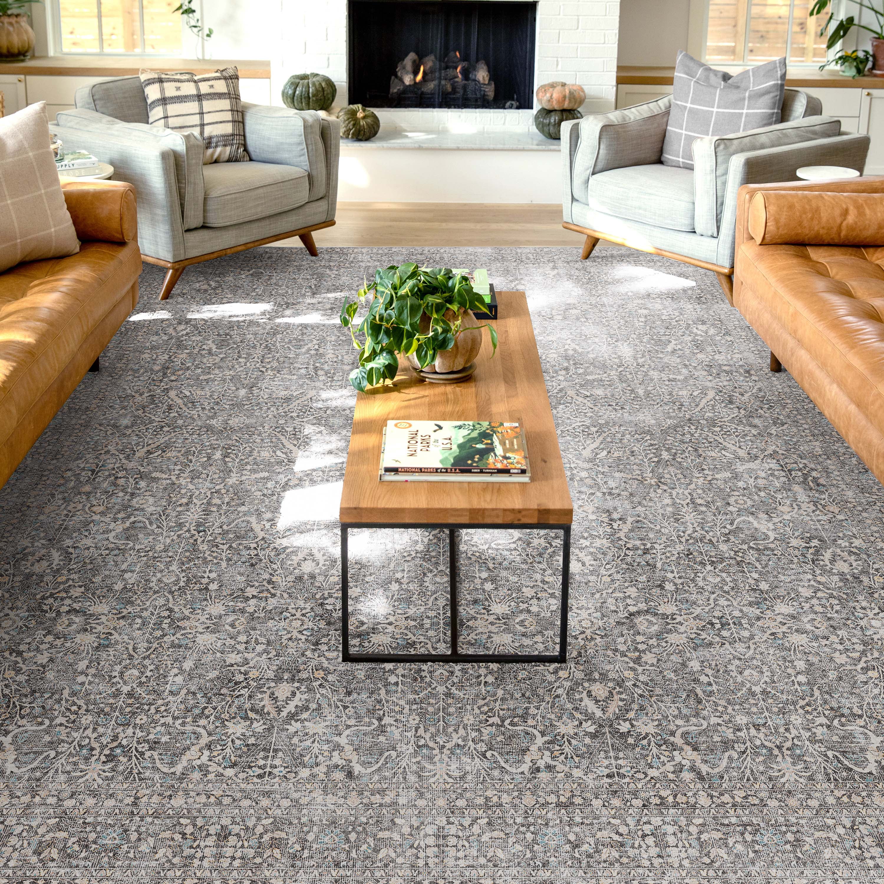 Gray Chenille Vintage Oriental Flat-Weave Area Rug 5'3" x 7'3"
