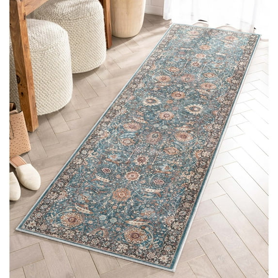 Well Woven Asha Liana Vintage Oriental Teal 2'3" x 7'3" Runner Rug
