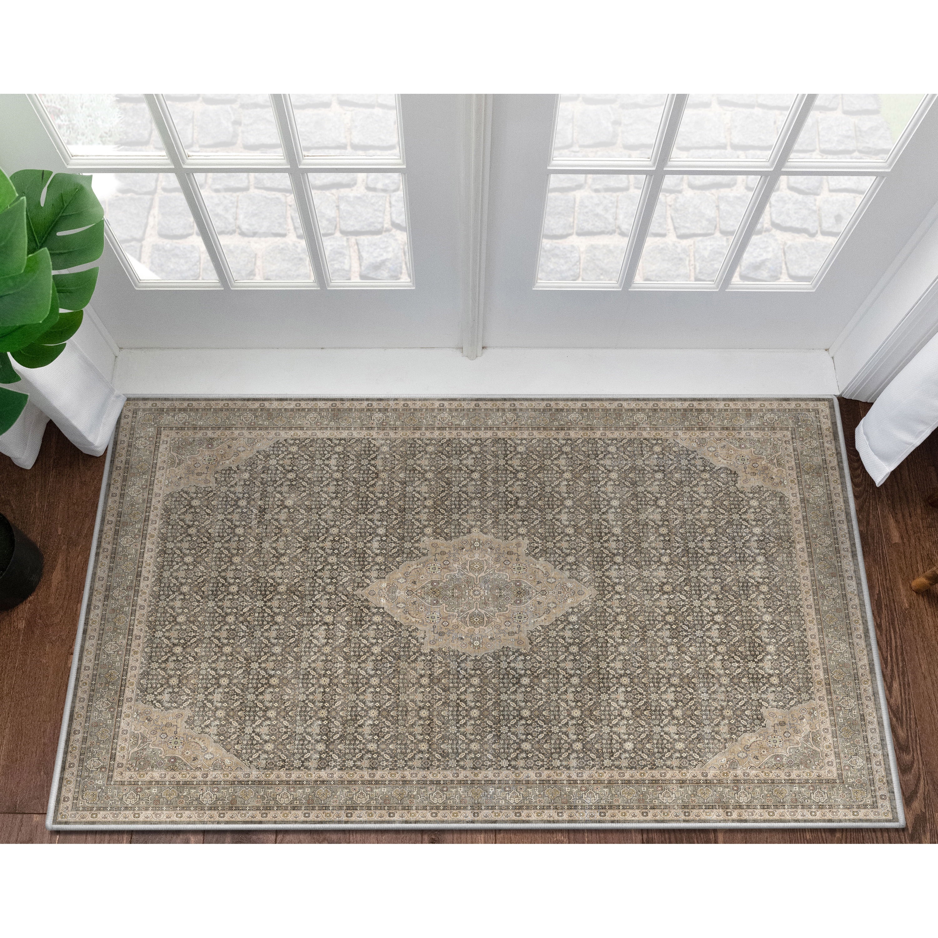 Well Woven Asha Lilith Vintage Oriental Grey Beige 3'11" x 5'3" Area Rug