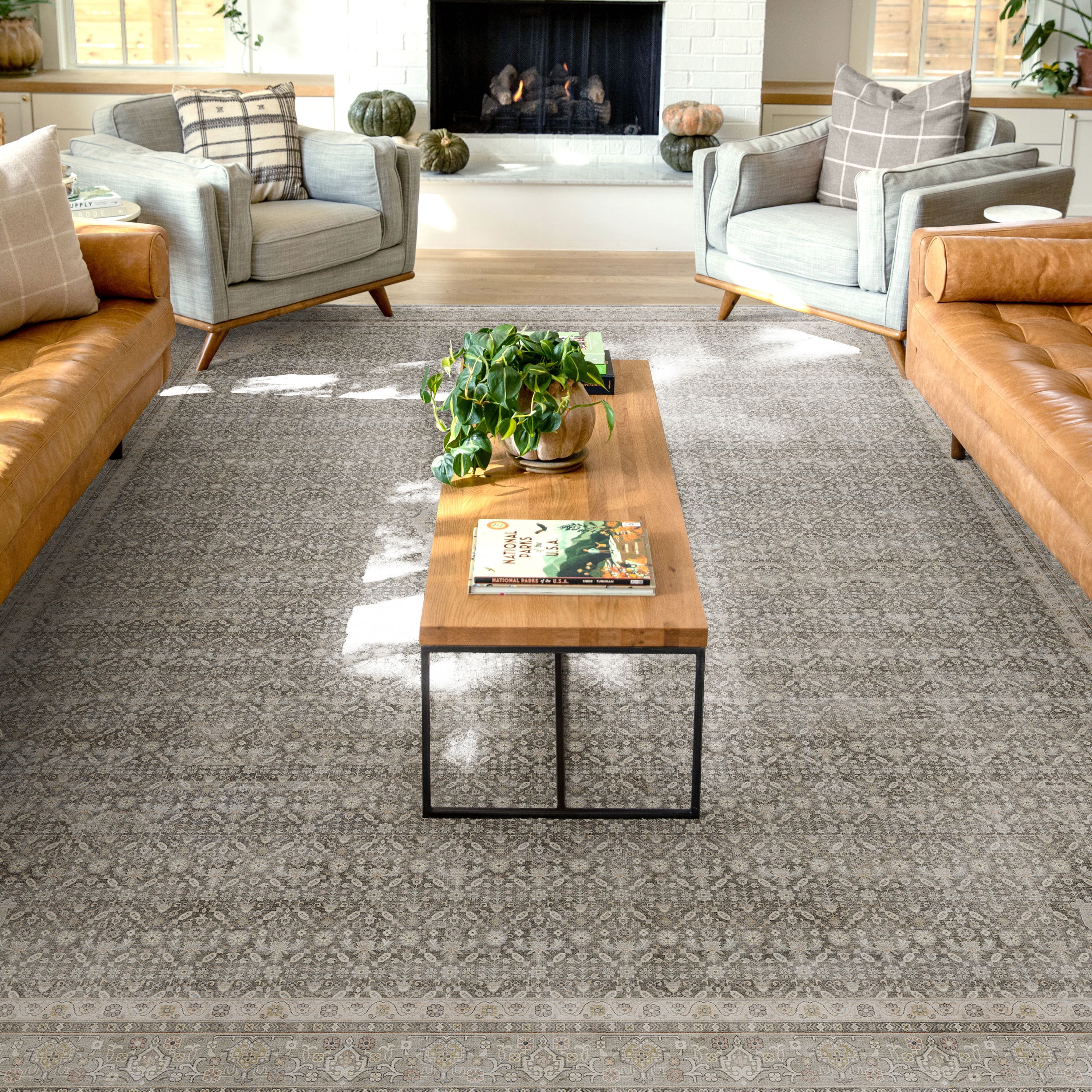 Well Woven Asha Lilith Vintage Oriental Grey Beige 7'7" x 9'10" Area Rug