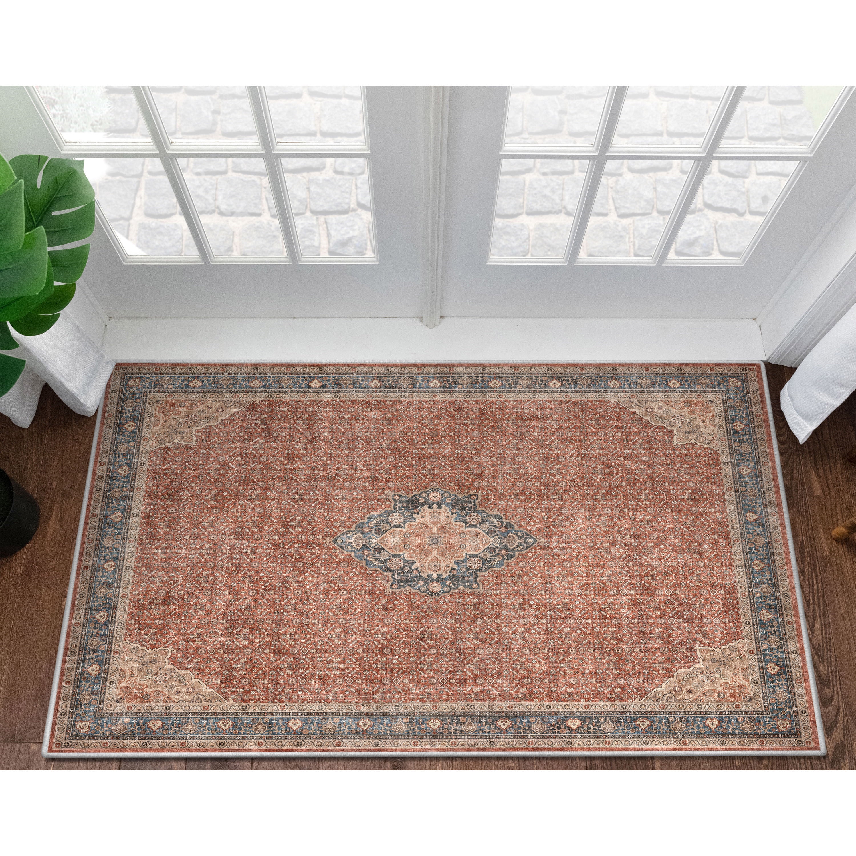 Asha Lilith Vintage Oriental Washable Chenille Rug 3'11" x 5'3"