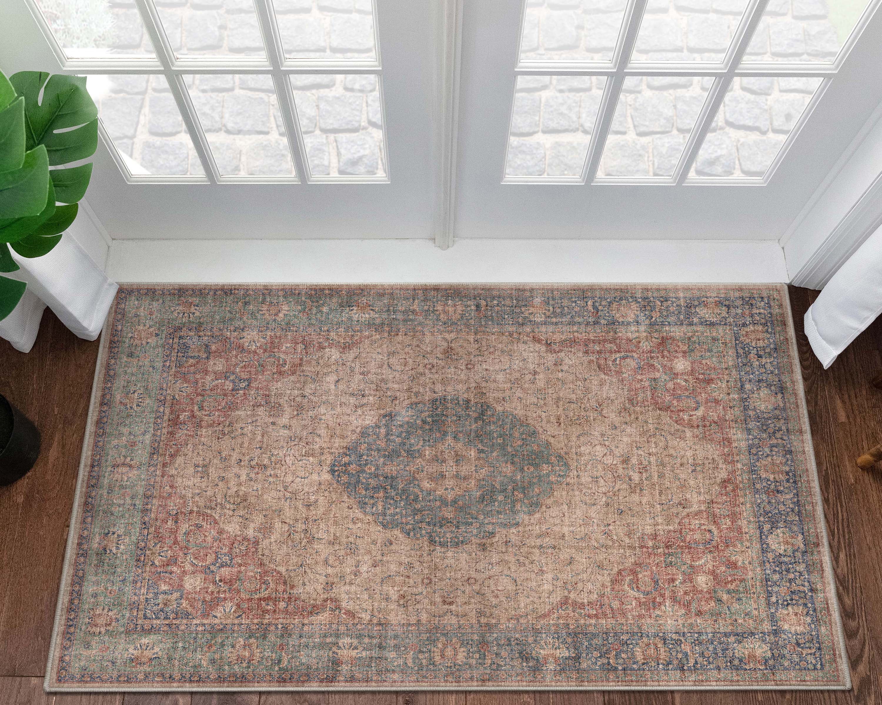 Well Woven Asha Odette Vintage Medallion Oriental Red Blue 3'11" x 5'3" Flat-Weave Area Rug