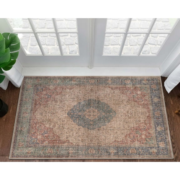 Well Woven Asha Odette Vintage Medallion Oriental Red Blue 3'11" x 5'3" Flat-Weave Area Rug