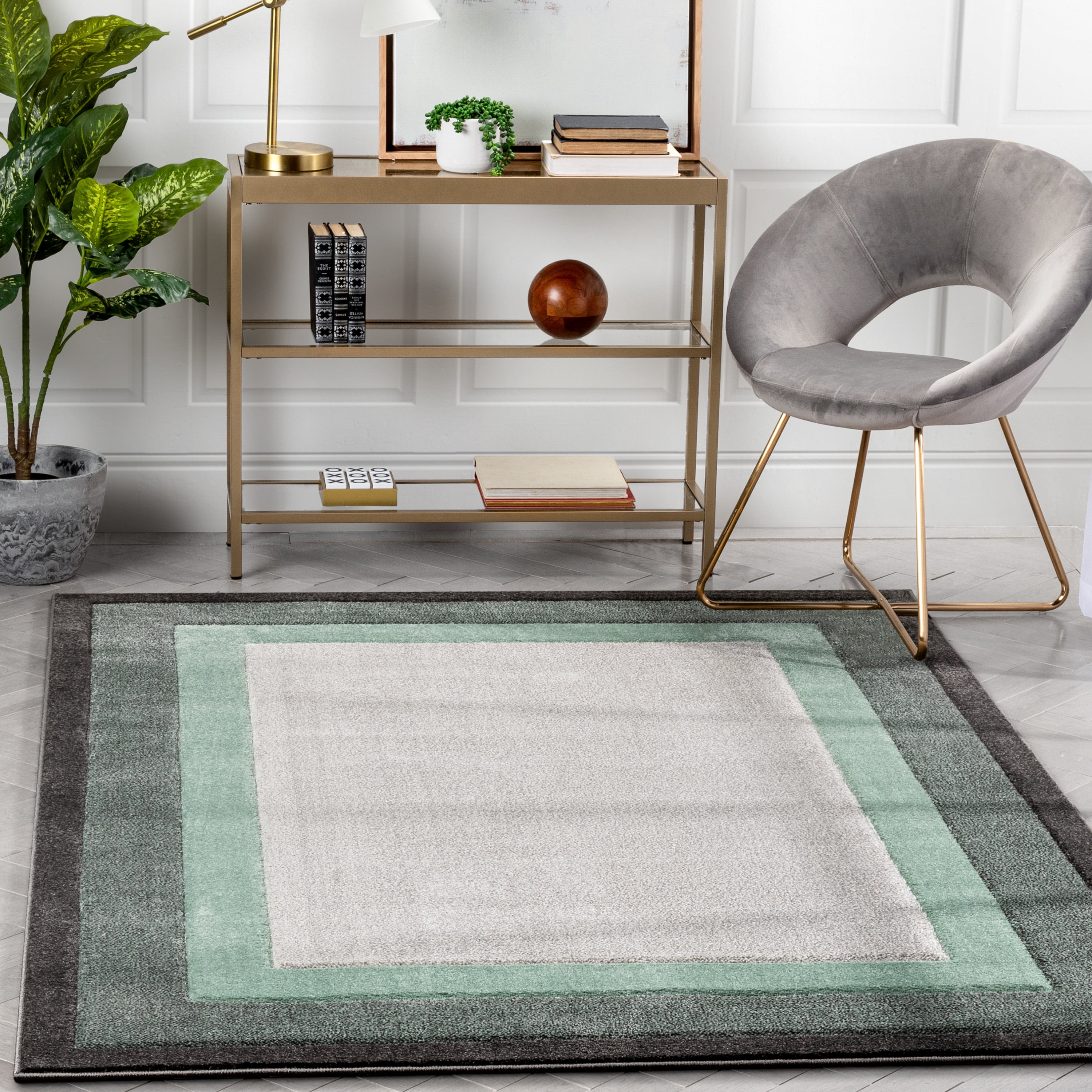 Well Woven Astrid Border Area Rug, 3' x 5', Dramatic High-Low Pattern ...