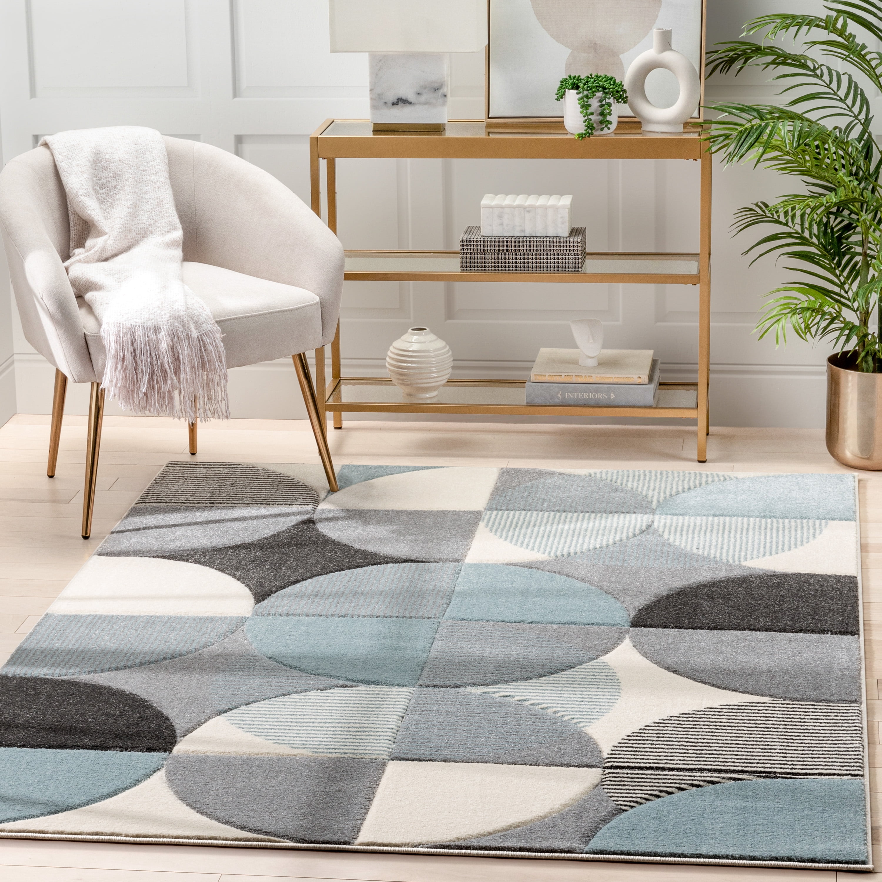 Well Woven Astrid Geometric Area Rug, 3' x 5', Dramatic High-Low Pattern, Easily Matchable Color Palette, Wood Floor Safe Backing