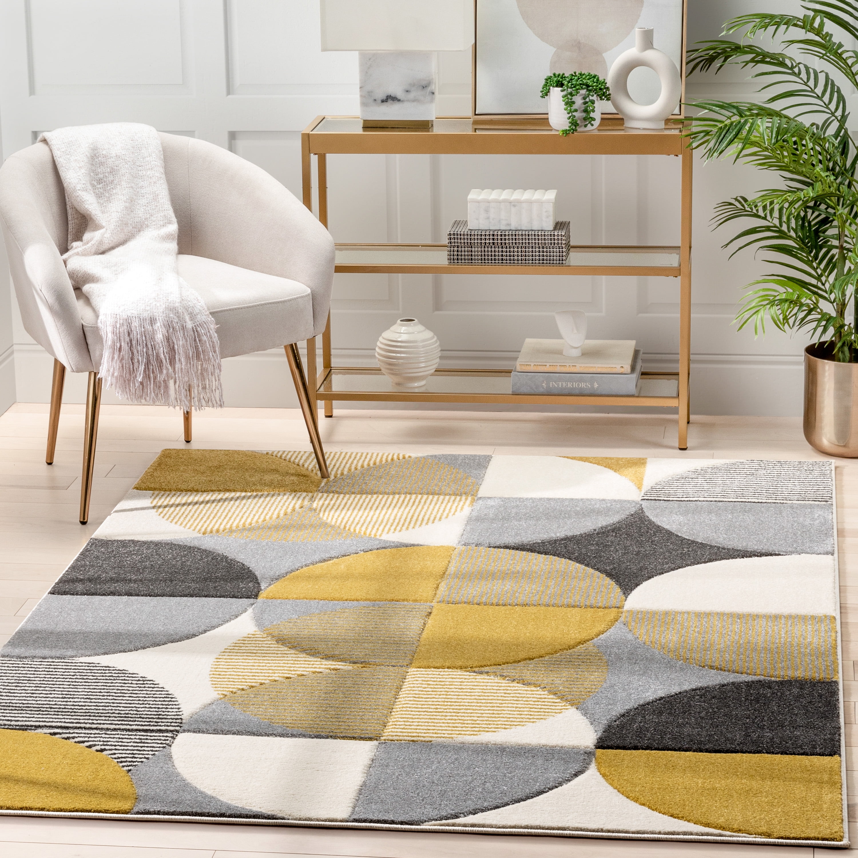 Well Woven Astrid Geometric Area Rug, 7.83' x 9.83', Dramatic High-Low Pattern, Easily Matchable Color Palette, Wood Floor Safe Backing
