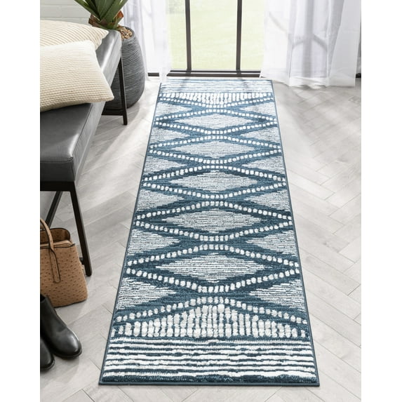 Well Woven Axasta Blue Diamond Medallion Tribal Runner Rug 2x7 (2'3" x 7'3")