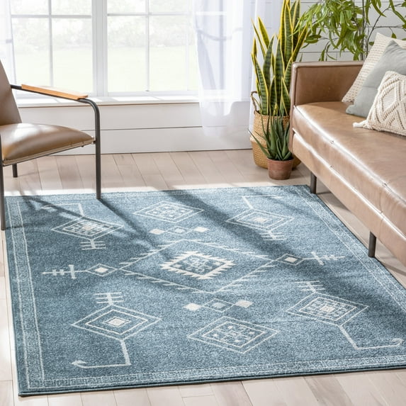 Well Woven Azara Dark Blue Modern Tribal Medallion Pattern 8x10 (7'10" x 10'6")