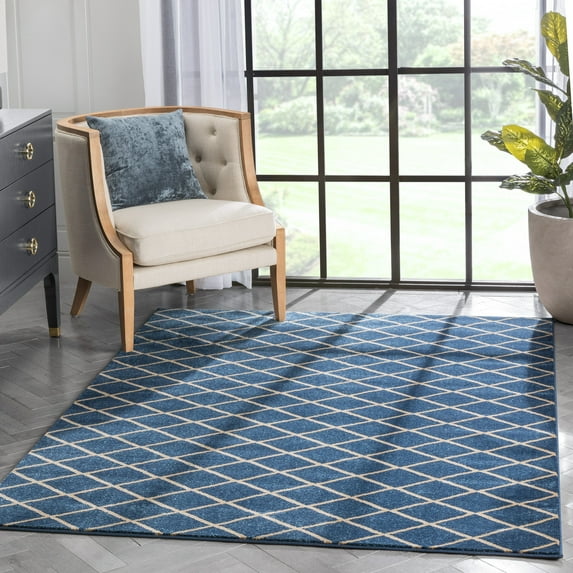 Well Woven Baldwin Aiden Modern Moroccan Blue Gold Soft 5'3" x 7'3" Area Rug