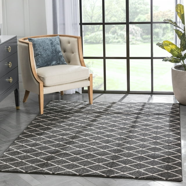 Well Woven Baldwin Aiden Modern Moroccan Dark Grey Soft 6'7" x 9'3" Area Rug