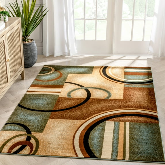 Well Woven Barclay Arcs & Shapes Modern Geometric Light Blue 6'7" x 9'6" Area Rug