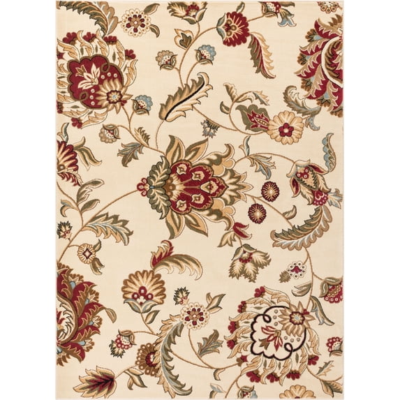 Well Woven Barclay Ashley Oriental Modern Floral Ivory 9'3" x 12'6" Area Rug