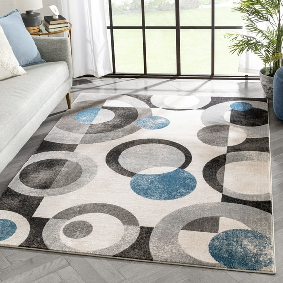 Well Woven Barclay Avi Modern Geometric Grey Blue 2'3" x 7'3" Runner Area Rug