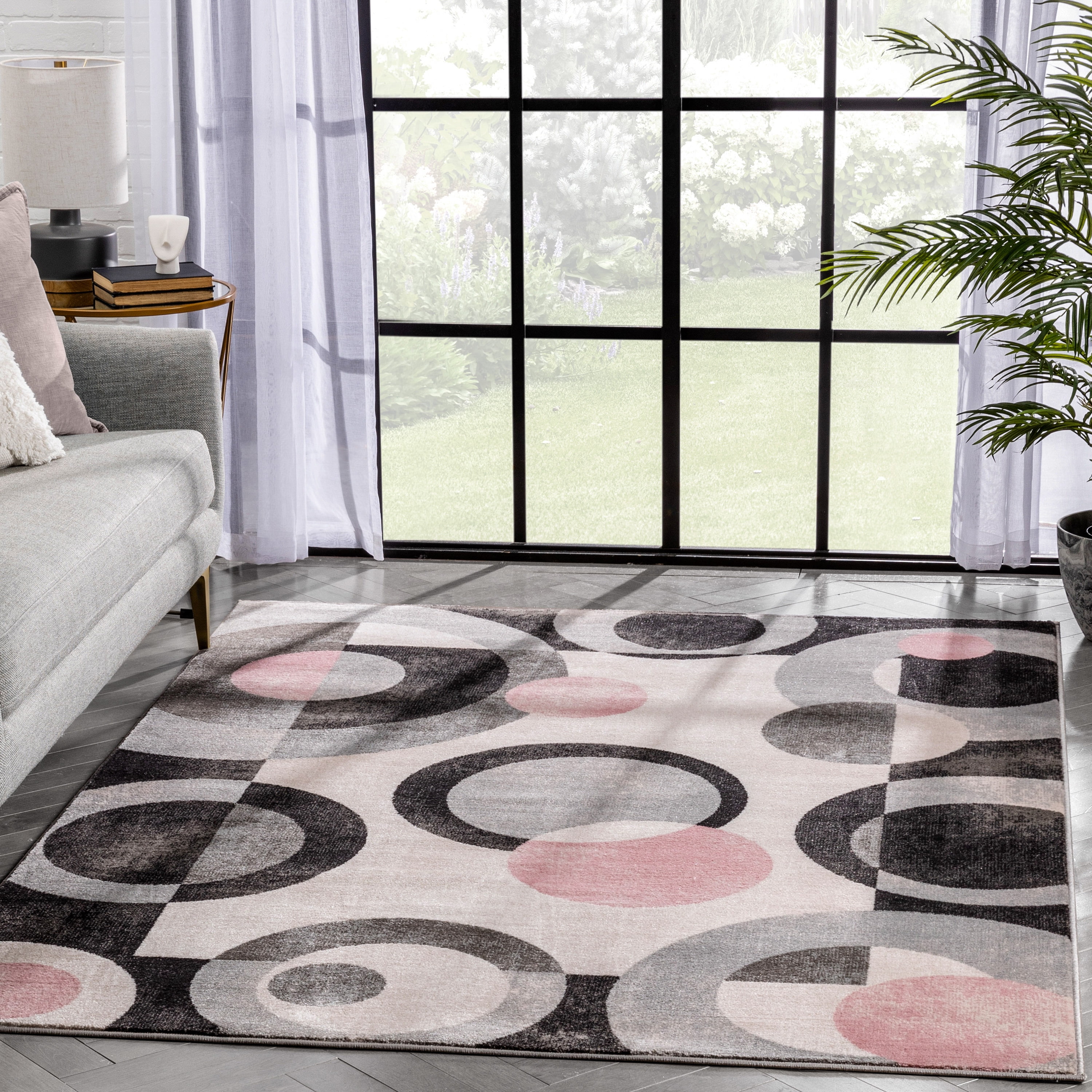 Ahvi Rug Well Woven Barclay Avi Modern Geometric Grey Blush 2'3