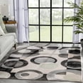 thumbnail image 1 of Well Woven Avri Grey & Green Boxes & Circles Border Pattern Area Rug 5x7 (5'3" x 7'3"), 1 of 8