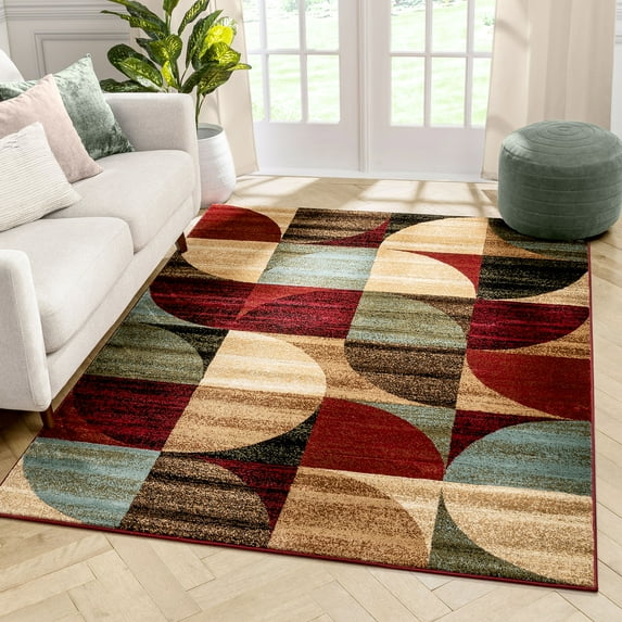 Well Woven Barclay Geometric Rustic Area Rugs, Red