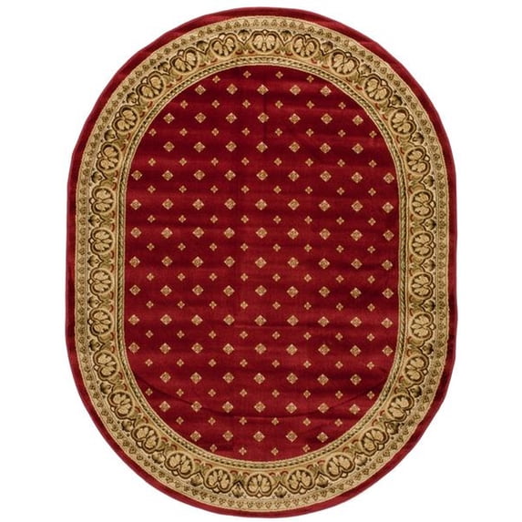 Well Woven Barclay Hudson Terrace Transitional Oriental Border Red 7'10'' x 9'10'' Oval Area Rug