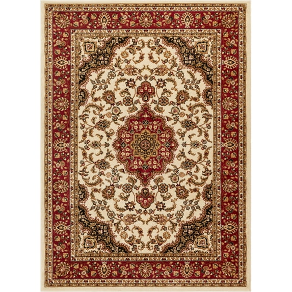 Well Woven Barclay Medallion Kashan Traditional Oriental & Persian Ivory 6'7" x 9'6" Area Rug