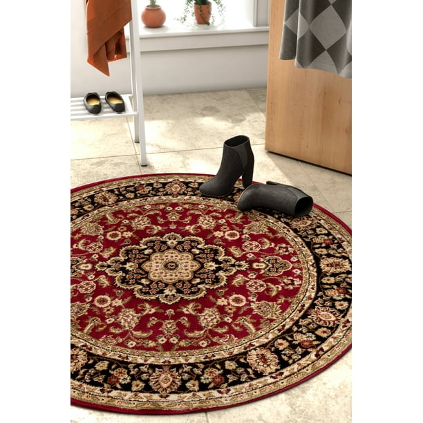 Well Woven Barclay Medallion Kashan Traditional Oriental Persian Red 7'10'' Round Area Rug