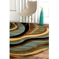 thumbnail image 1 of Well Woven Barclay Nirvana Waves Modern Geometric Multi Blue 5'3" Round Rug, 1 of 5
