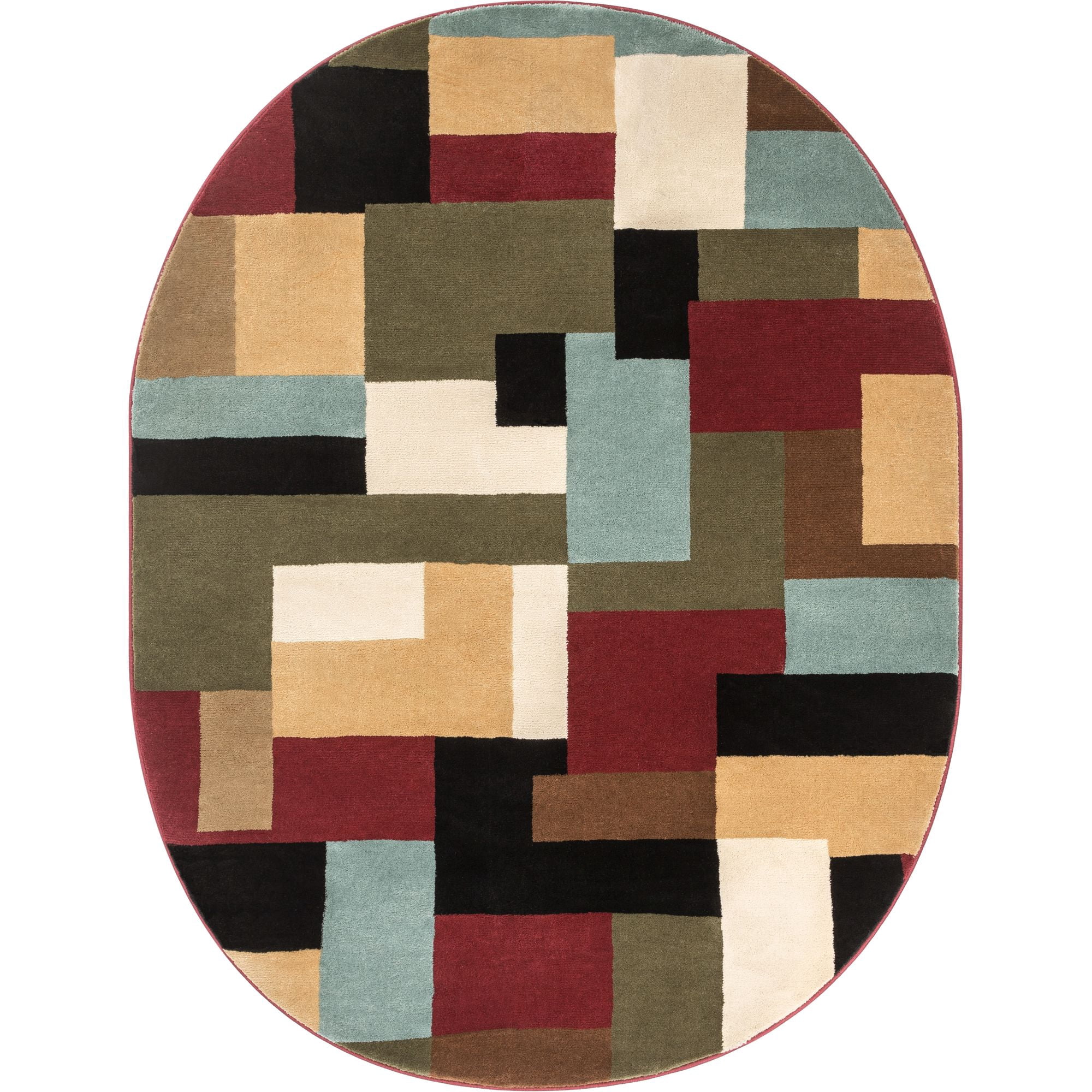 Well Woven Barclay River Modern Geometric Red 5'3" x 6'10" Oval Area Rug