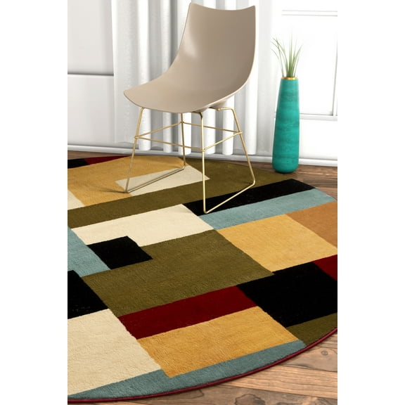 Well Woven Barclay River Modern Geometric Red 7'10" Round Rug