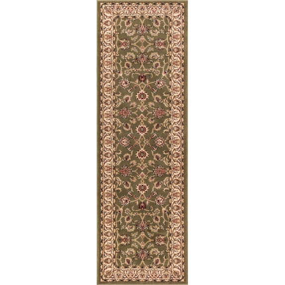 Well Woven Barclay Sarouk Traditional Oriental Panel Green 2'7" x 9'6" Runner Rug