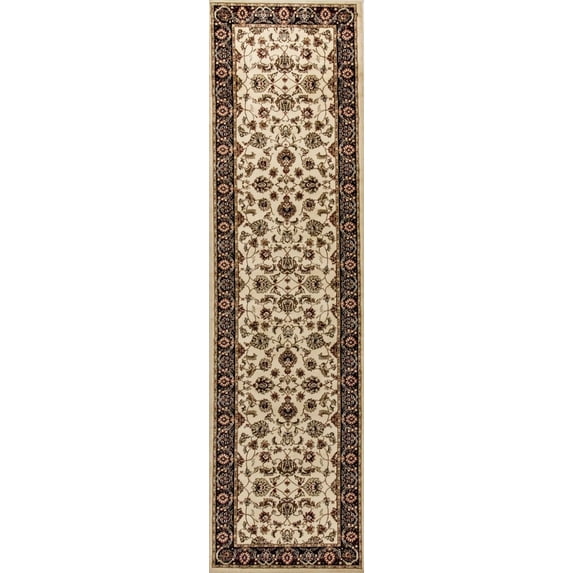 Well Woven Barclay Sarouk Traditional Oriental Panel Ivory 2'7" x 9'6" Runner Rug
