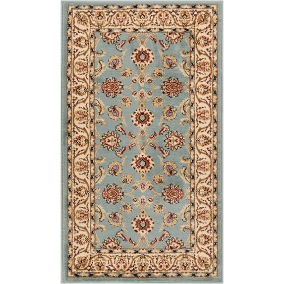 Well Woven Barclay Sarouk Traditional Oriental Panel Light Blue 2'3" x 3'11" Area Rug