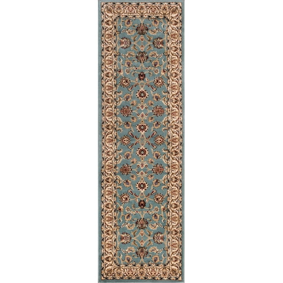 Well Woven Barclay Sarouk Traditional Oriental Panel Light Blue 2'3" x 7'3" Runner Rug