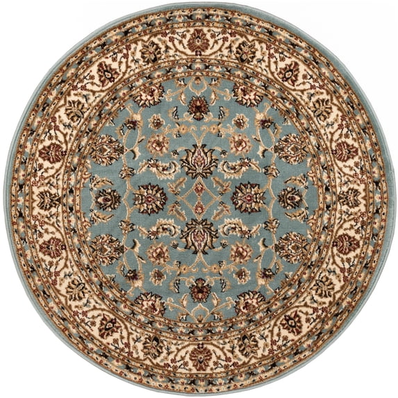 Well Woven Barclay Sarouk Traditional Oriental Panel Light Blue 3'11" Round Rug