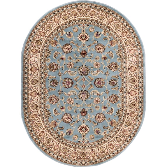 Well Woven Barclay Sarouk Traditional Oriental Panel Light Blue 5'3" x 7'3" Area Rug