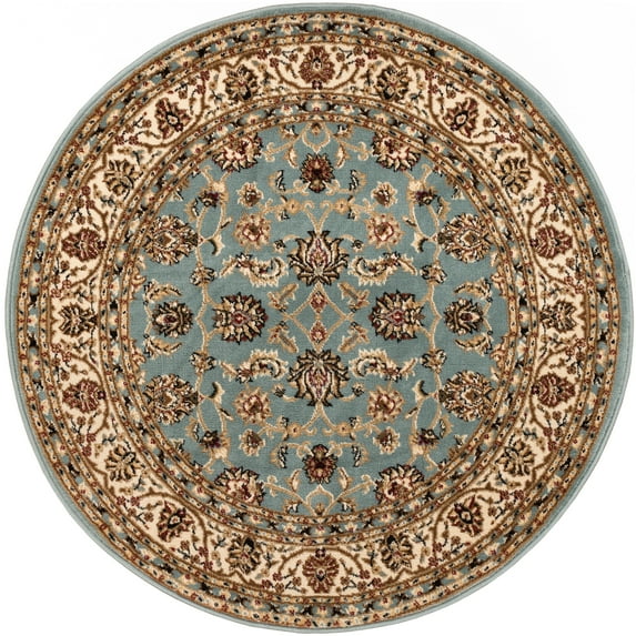 Well Woven Barclay Sarouk Traditional Oriental Panel Light Blue 7'10" Round Rug
