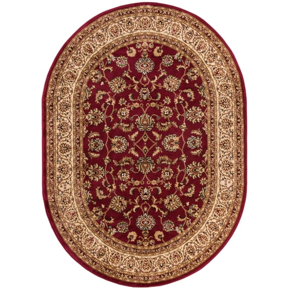 Well Woven Barclay Sarouk Traditional Oriental Panel Red 5'3" x 6'10" Oval Area Rug