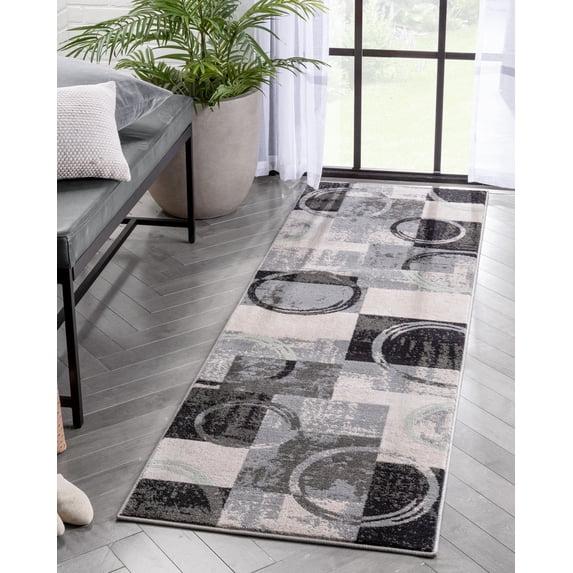 Well Woven Barclay Shai Modern Geometric Grey Green 2'3" x 7'3" Runner Rug