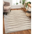 thumbnail image 1 of Well Woven Bellagio Brigida Coastal Geometric Stripes Beige 7'10" x 10'6" High-Low Flat-Weave Area Rug, 1 of 6