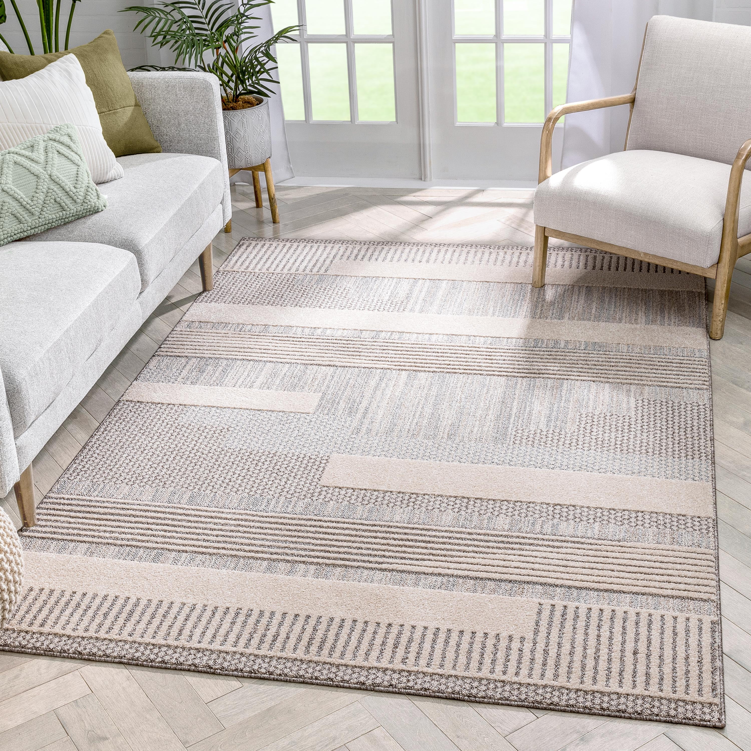 Patterns Beige Rug Large Size Well Woven Harlow Collection Modern Loop Large Textured Living Room Rug ...