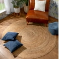 thumbnail image 1 of Well Woven Brielle Larissa Farmhouse Solid Pattern Natural Color Hand-Braided Basket Weave Jute 4' Round Area Rug, 1 of 8