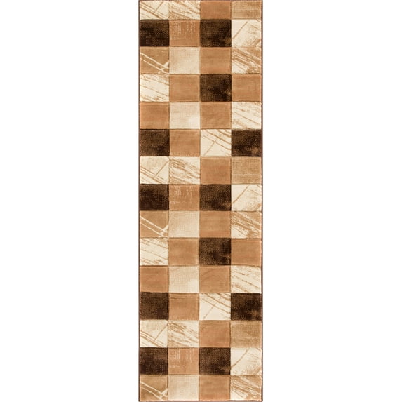 Well Woven Brooklyn Taylor 2'3" x 7'3" Runner Modern Geometric Brown Area Rug