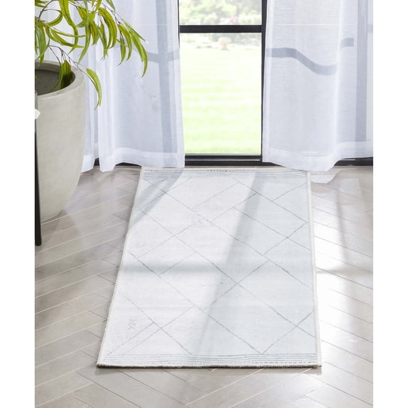 Well Woven Bryn Moroccan 3'11" x 9'10" Runner Rug Ivory & Grey