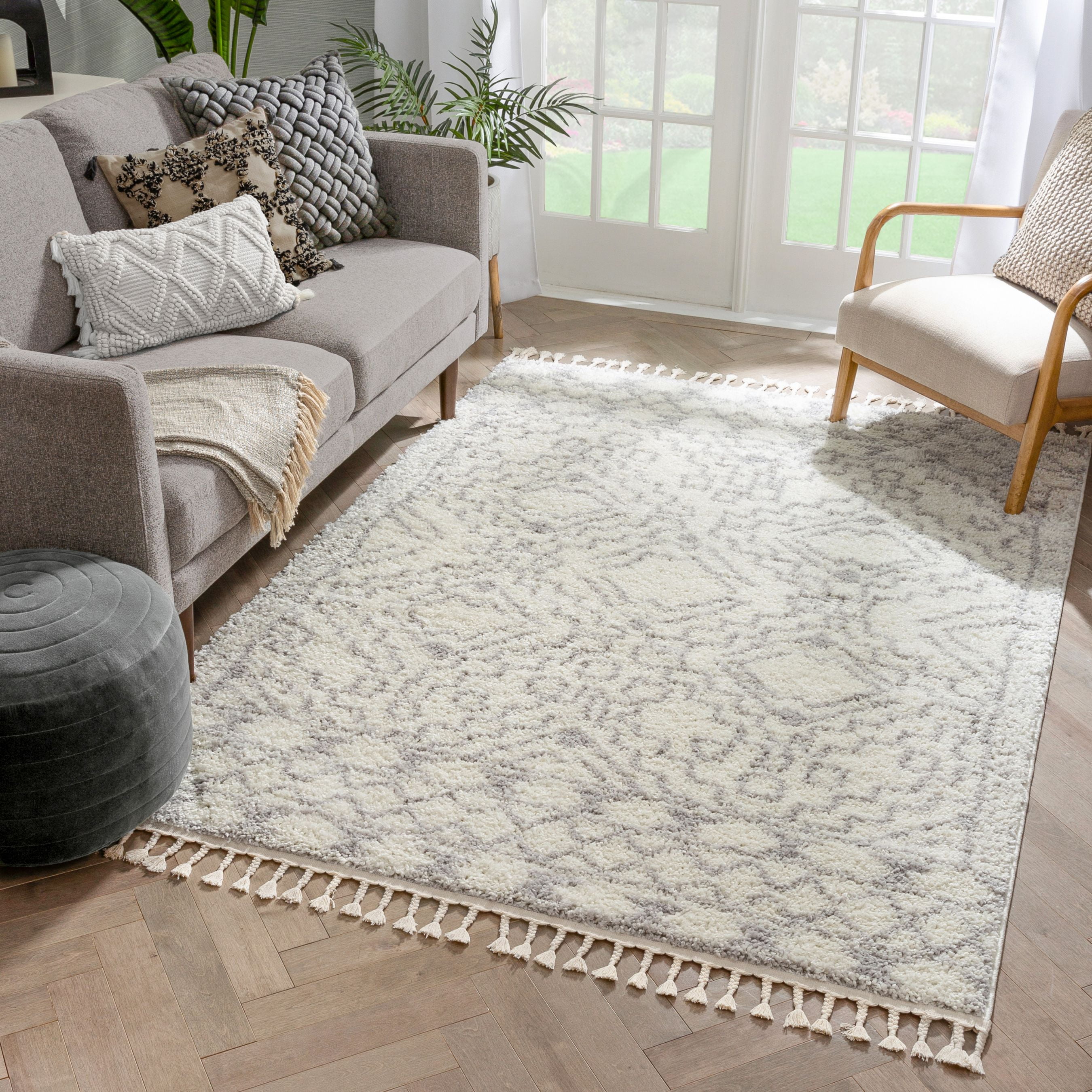 Well Woven Cabana Geometric Ethnic Modern Moroccan Area Rug, Gray